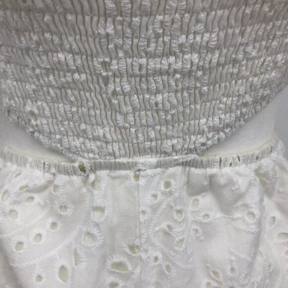 Superdown NWT White Ruth cutout romper eyelet cotton shorts shirred  crop top SP - Picture 11 of 16
